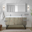 Lexora Lancy 60" W x 20" D Rustic Acacia Double Bath Vanity White Quartz Top with Faucet Set and 55" Mirror