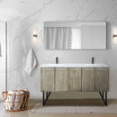 Lexora Lancy 60" W x 20" D Rustic Acacia Double Bath Vanity White Quartz Top with Faucet Set and 55" Mirror