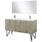 Lexora Lancy 60" W x 20" D Rustic Acacia Double Bath Vanity White Quartz Top with Faucet Set and 55" Mirror