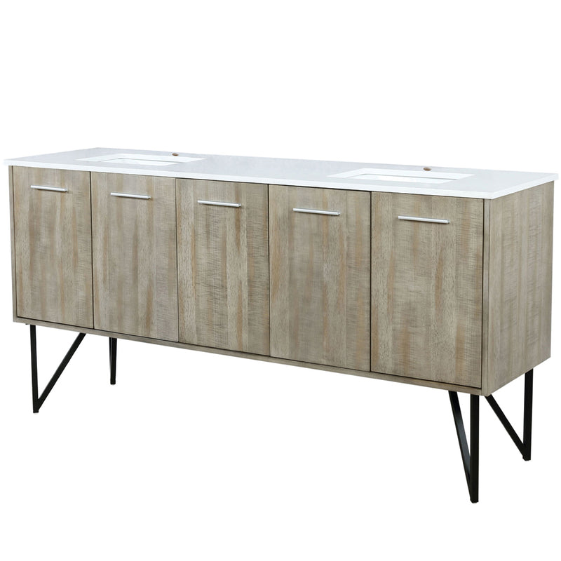 Lexora Lancy 72" W x 20" D Rustic Acacia Double Bath Vanity and Marble Top