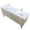 Lexora Lancy 72" W x 20" D Rustic Acacia Double Bath Vanity White Quartz Top with Faucet Set