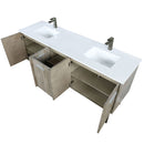 Lexora Lancy 72" W x 20" D Rustic Acacia Double Bath Vanity White Quartz Top with Faucet Set