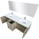 Lexora Lancy 72" W x 20" D Rustic Acacia Double Bath Vanity White Quartz Top with Faucet Set and 70" Mirror