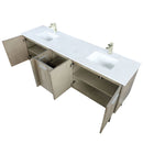 Lexora Lancy 80" W x 20" D Rustic Acacia Double Bath Vanity White Quartz Top with Faucet Set