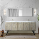 Lexora Lancy 80" W x 20" D Rustic Acacia Double Bath Vanity White Quartz Top with Faucet Set