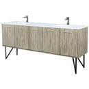 Lexora Lancy 80" W x 20" D Rustic Acacia Double Bath Vanity White Quartz Top with Faucet Set