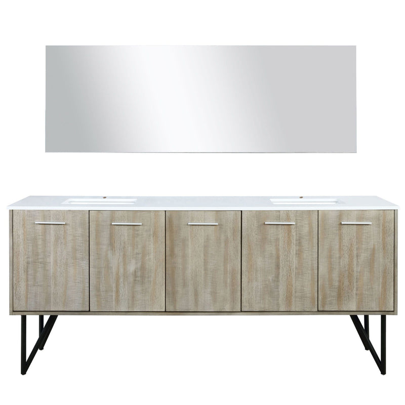 Lexora Lancy 80" W x 20" D Rustic Acacia Double Bath Vanity Marble Top and 70" Mirror