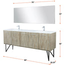 Lexora Lancy 80" W x 20" D Rustic Acacia Double Bath Vanity White Quartz Top with Faucet Set and 70" Mirror