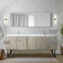 Lexora Lancy 80" W x 20" D Rustic Acacia Double Bath Vanity White Quartz Top with Faucet Set and 70" Mirror