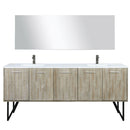 Lexora Lancy 80" W x 20" D Rustic Acacia Double Bath Vanity White Quartz Top with Faucet Set and 70" Mirror