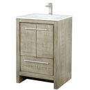 Lexora Lafarre 24" W x 20" D Rustic Acacia Bath Vanity White Quartz Top with Faucet Set