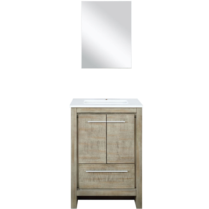 Lexora Lafarre 24" W x 20" D Rustic Acacia Bath Vanity Marble Top and 18" Mirror