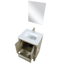 Lexora Lafarre 24" W x 20" D Rustic Acacia Bath Vanity White Quartz Top with Faucet Set and 18" Mirror