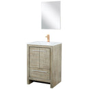 Lexora Lafarre 24" W x 20" D Rustic Acacia Bath Vanity White Quartz Top with Faucet Set and 18" Mirror