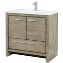 Lexora Lafarre 36" W x 20" D Rustic Acacia Bath Vanity White Quartz Top and Faucet Set