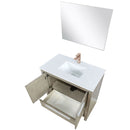 Lexora Lafarre 36" W x 20" D Rustic Acacia Bath Vanity White Quartz Top with Faucet Set and 28" Mirror