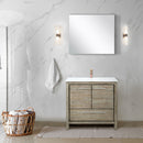 Lexora Lafarre 36" W x 20" D Rustic Acacia Bath Vanity White Quartz Top with Faucet Set and 28" Mirror