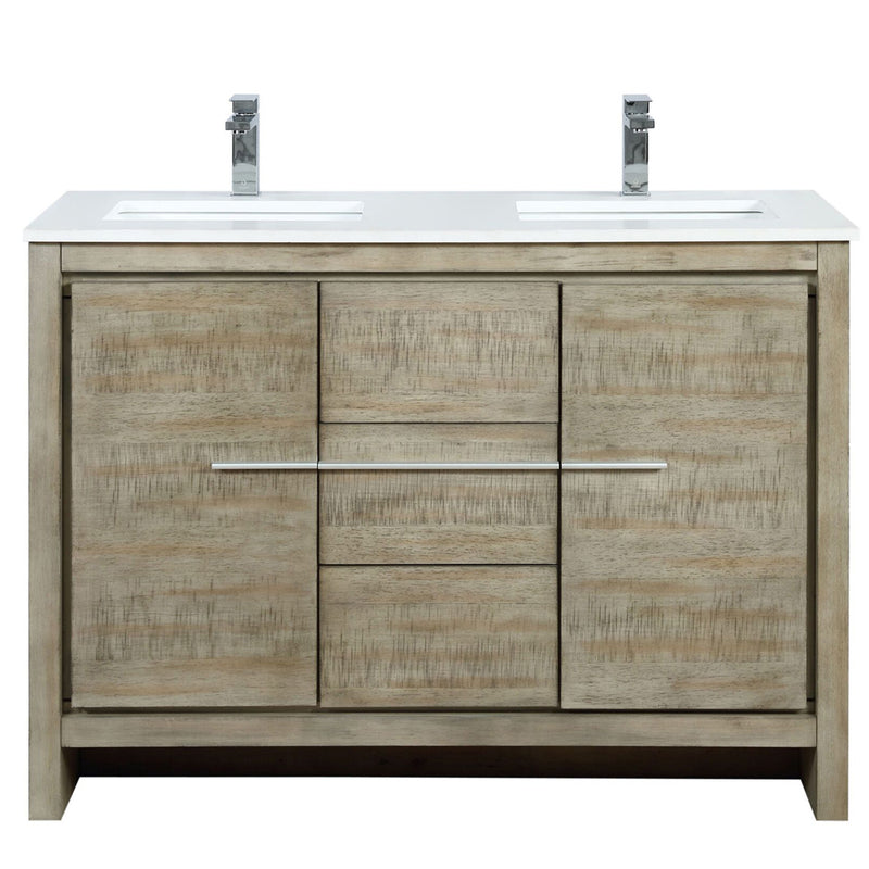 Lexora Lafarre 48" W x 20" D Rustic Acacia Double Bath Vanity White Quartz Top with Faucet Set