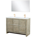 Lexora Lafarre 48" W x 20" D Rustic Acacia Double Bath Vanity White Quartz Top with Faucet Set and 43" Mirror