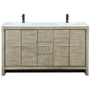 Lexora Lafarre 60" W x 20" D Rustic Acacia Double Bath Vanity White Quartz Top with Faucet Set