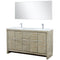 Lexora Lafarre 60" W x 20" D Rustic Acacia Double Bath Vanity White Quartz Top with Faucet Set and 55" Mirror