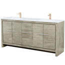 Lexora Lafarre 72" W x 20" D Rustic Acacia Double Bath Vanity White Quartz Top with Faucet Set