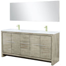 Lexora Lafarre 72" W x 20" D Rustic Acacia Double Bath Vanity White Quartz Top with Faucet Set and 70" Mirror