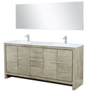 Lexora Lafarre 72" W x 20" D Rustic Acacia Double Bath Vanity White Quartz Top with Faucet Set and 70" Mirror