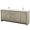 Lexora Lafarre 80" W x 20" D Rustic Acacia Double Bath Vanity White Quartz Top with Faucet Set