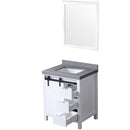 Lexora Marsyas 30" W x 22" D White Bath Vanity Grey Quartz Countertop and 28" Mirror