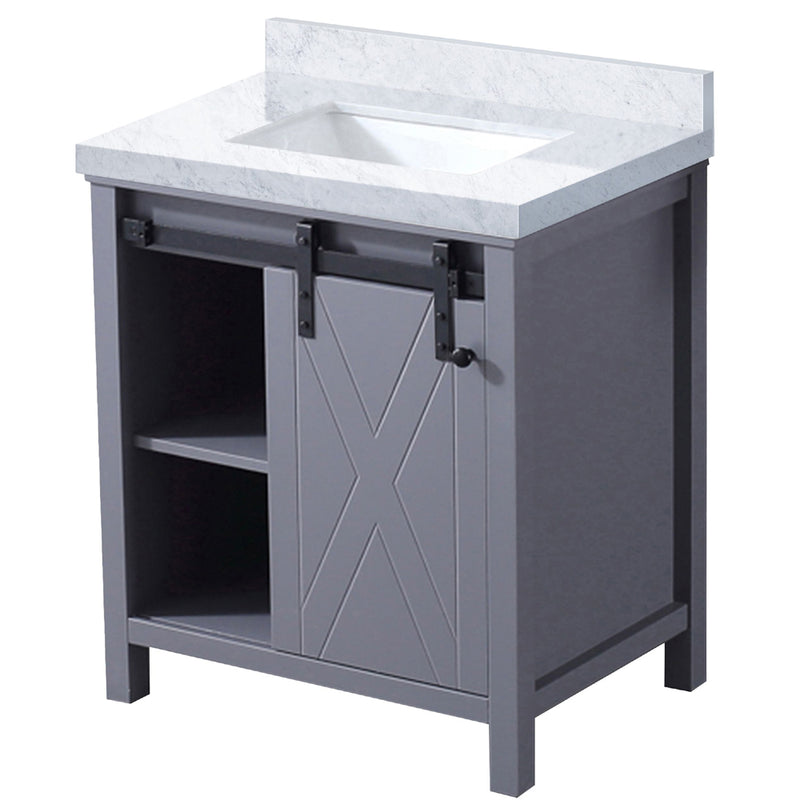 Lexora Marsyas 30" W x 22" D Dark Grey Bath Vanity and Carrara Marble Countertop