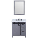 Lexora Marsyas 30" W x 22" D Dark Grey Bath Vanity Carrara Marble Countertop with Faucet Set and 28" Mirror