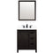 Lexora Marsyas 30" W x 22" D Brown Bath Vanity Marble Countertop Faucet Set and 28" Mirror