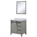 Lexora Marsyas 30" W x 22" D Ash Grey Bath Vanity Marble Countertop and 28" Mirror