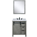 Lexora Marsyas 30" W x 22" D Ash Grey Bath Vanity Marble Countertop Faucet Set and 28" Mirror