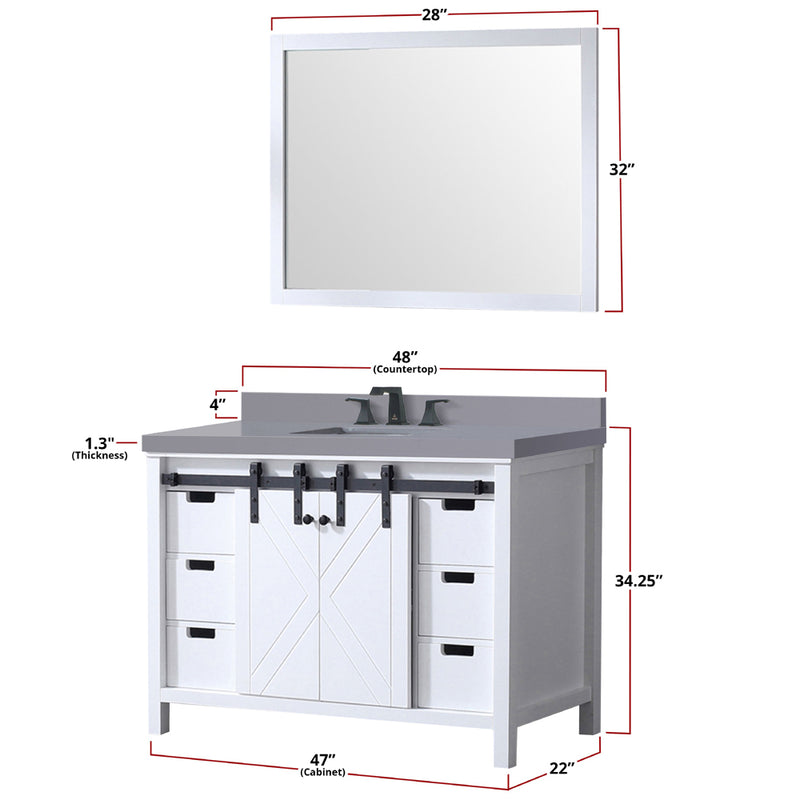 Lexora Marsyas 48" W x 22" D Bath Vanity and 44" Mirror