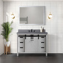 Lexora Marsyas 48" W x 22" D White Bath Vanity Grey Quartz Countertop and 44" Mirror