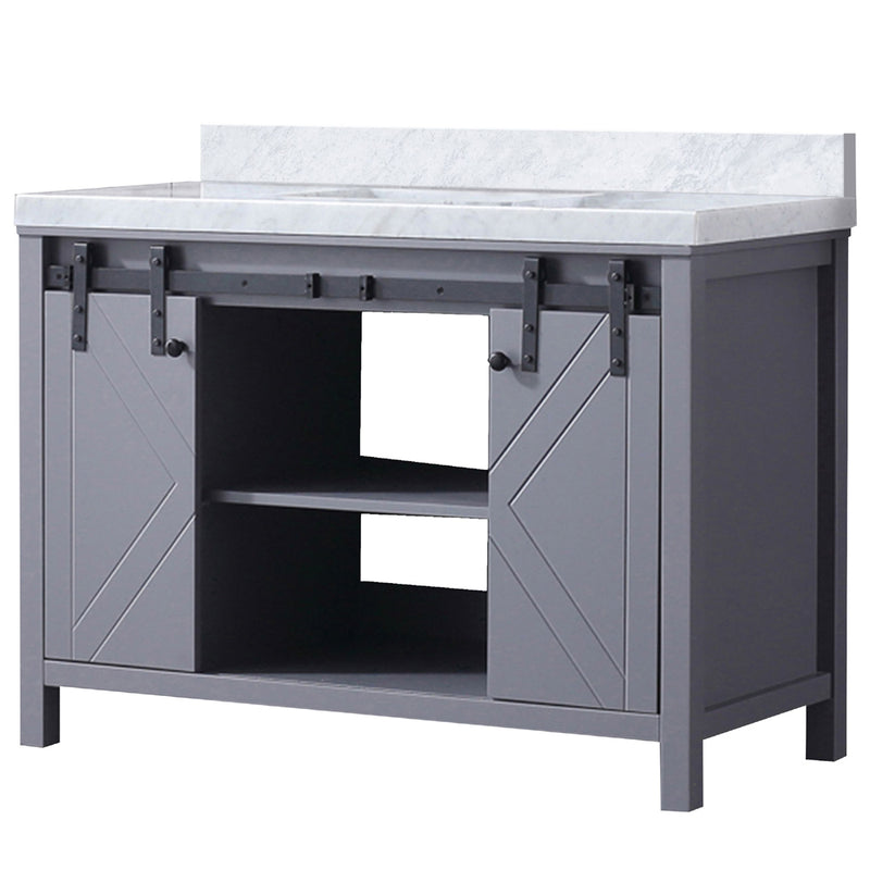 Lexora Marsyas 48" W x 22" D Dark Grey Bath Vanity and Carrara Marble Countertop