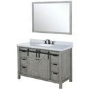 Lexora Marsyas 48" W x 22" D Ash Grey Bath Vanity Marble Countertop Faucet Set and 44" Mirror