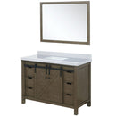 Lexora Marsyas 48" W x 22" D Rustic Brown Bath Vanity Marble Countertop and 44" Mirror