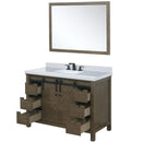 Lexora Marsyas 48" W x 22" D Rustic Brown Bath Vanity Marble Countertop with Faucet Set and 44" Mirror