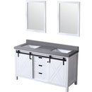 Lexora Marsyas 60" W x 22" D White Double Bath Vanity Grey Quartz Countertop and 24" Mirrors