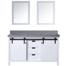 Lexora Marsyas 60" W x 22" D White Double Bath Vanity Grey Quartz Countertop and 24" Mirrors