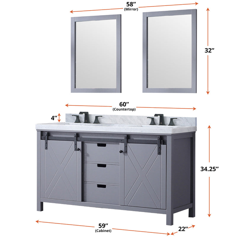 Lexora Marsyas 60" W x 22" D Double Bath Vanity