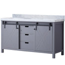 Lexora Marsyas 60" W x 22" D Dark Grey Double Bath Vanity and Carrara Marble Countertop