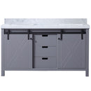 Lexora Marsyas 60" W x 22" D Dark Grey Double Bath Vanity and Carrara Marble Countertop