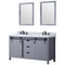 Lexora Marsyas 60" W x 22" D Dark Grey Double Bath Vanity Carrara Marble Countertop with Faucet Set and 24" Mirrors