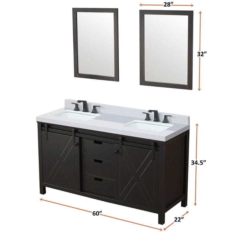 Lexora Marsyas 60" W x 22" D Double Bath Vanity