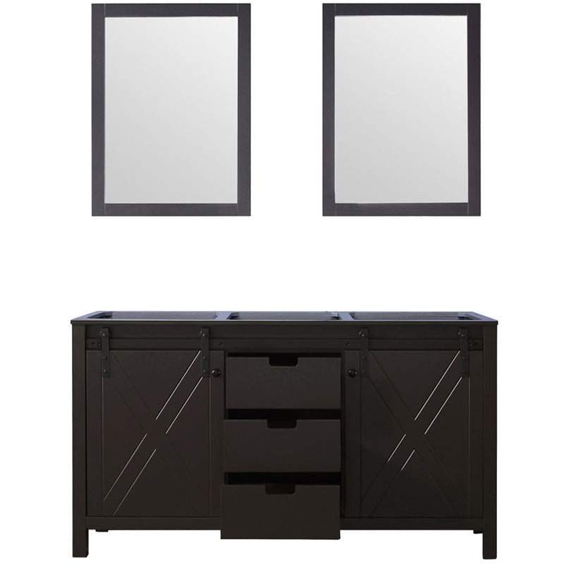 Lexora Marsyas 60" W x 22" D Double Bath Vanity and 24" Mirrors