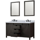 Lexora Marsyas 60" W x 22" D Brown Double Bath Vanity Marble Countertop with Faucet Set and 24" Mirrors